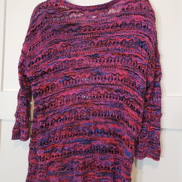 Kensie Open Knit Sweater Pink Purple Blue Size Large - Picture 10 of 13